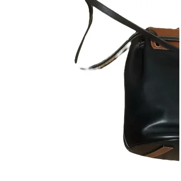 LOEWE Black Bicolor Whiskey Brown Small Lazo Bucket Bag Auth - Picture 11 of 14